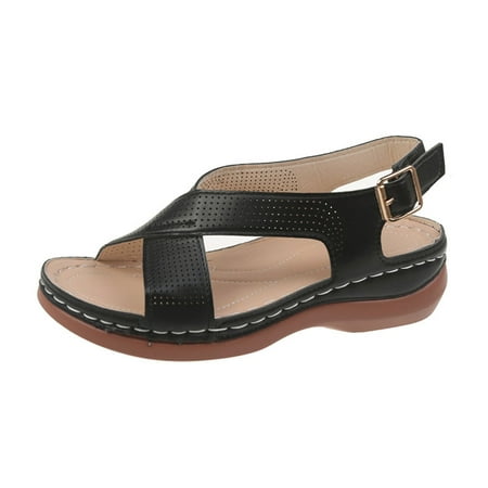 

YanHoo Clearance Women’s Flat Sandals Comfort Elastic Slip-on Light Weight Slingback Casual Walking Sandals with Arch Support Anti-Slip Breathable Slip On Shoes