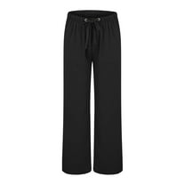 Flmaly vacation outfits for women High Waistband Loose Women Straight Summer Pants High Casual Waist Long Solid Cotton Pants Vacation Outfits