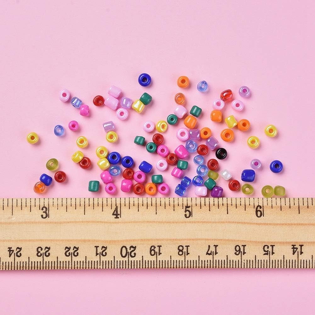 1box 1 Box 18 Color 12/0 Round Glass Seed Beads 4mm Mixed Frosted Colors Loose Spacer Beads Transparent Colours Lustered Pony Beads for DIY Craft Bracelet Necklace Jewelry Making Mixed Color
