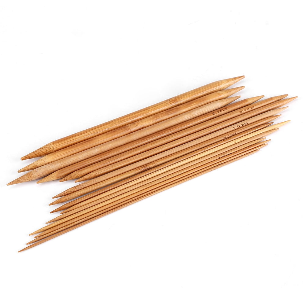 Dilwe Bamboo Knitting Needles Smooth Double Pointed Set 15 Sizes from ...