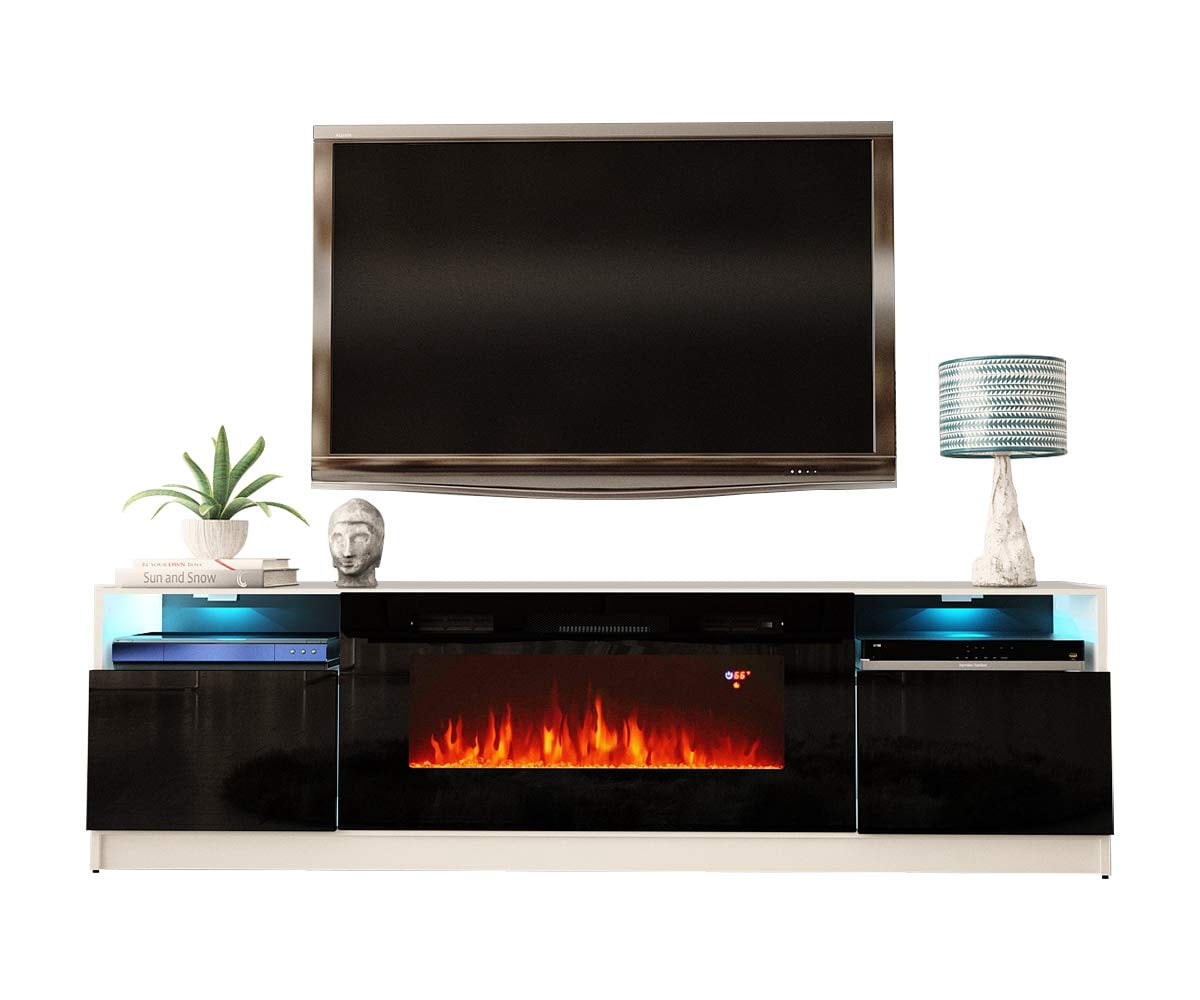 York 02 Electric Fireplace Modern 79" TV Stand