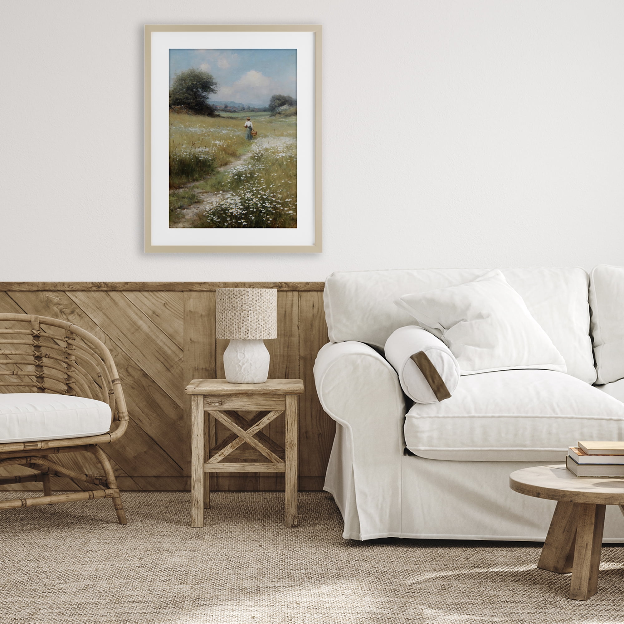 Stupell Industries Flower Gazing in Summer Meadow Birch Framed Print Under Glass, design by Petal Prints Design