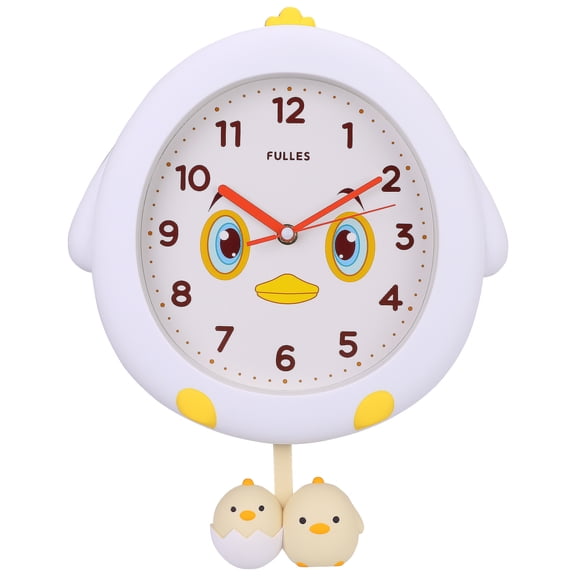 Unique Bargains 1pc Duck Cartoon Silent Non Ticking Wall Clock 15" x 12" x 2" White