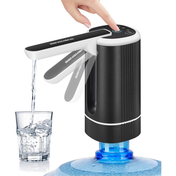 5 Gallon Water Dispenser Electric Water Jug Dispenser Portable Drinking Water Pump for 2-5 Gal Bottle USB Rechargeable (Black)