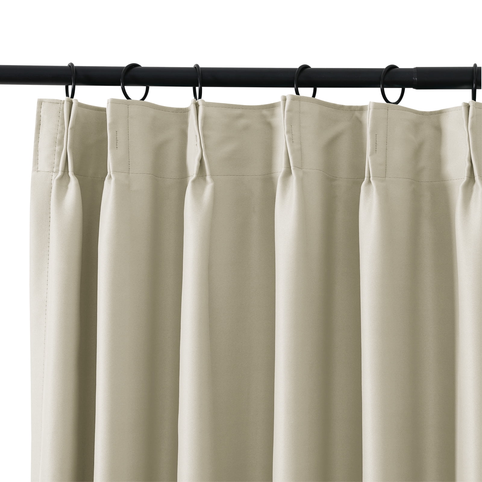 TWOPAGES Blackout Curtain Pinch PLeated Light Blocking Curtain for Kids Room, 1 Panel, 52"x96", Beige