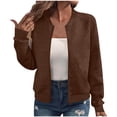 thumbnail image 4 of Women's Zip Up Cropped Jackets Casual Loose Stand Collar Lightweight Short Outwear, 4 of 9