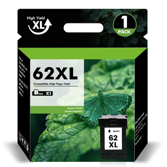 62XL Ink Cartridges Compatible for HP 62 62XL for Envy 5540 5640 5660 7644 5740 5741 8000 OfficeJet 200 250 Printer Compatible for HP 62 Ink Cartridges (1 Pack Black)