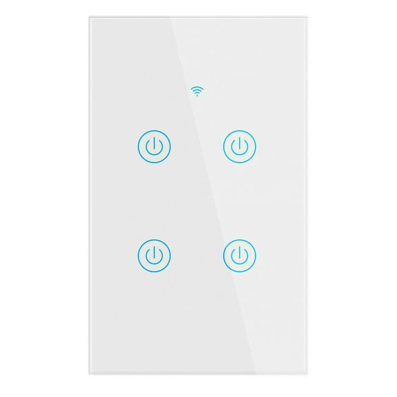"4Gang WiFi Smart Wall Touch Light Switch Glass Panel Compatible for Alexa/Google APP "