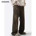 thumbnail image 3 of Pantalones vaqueros rectos de cintura alta estilo retro americano con estampado de leopardo estilo hip-hop para mujer, estilo informal estilo Y2K, estilo grunge, estilo urbano, 3 of 6