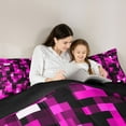 thumbnail image 5 of Manfei Pixel Geometric Bedding Comforter Set,Retro Checkered Pattern Twin Comforter Sets,Pink Black Bedding Set For Boys Teens,Ultra Soft Home Decor Reversible,2 Pieces, 5 of 8