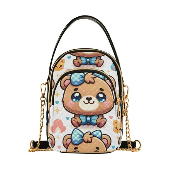 joogoo Women Cute Cartoon Bears Chain Crossbody Bags Shoulder Handbag Phone Purse