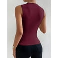 thumbnail image 6 of Women's Ruched Mock Neck Tank Top Slim Fit Work Casual Sleeveless Blouse Wine Red M, 6 of 8