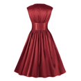 thumbnail image 4 of IROINNID V-Neck A-Line Dress For Women Sleeveless Retro Solid Color High Waist Button Makings Dress Empire Waist Dress, 4 of 4