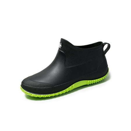 

Ferndule Unisex Fashion Slip On Bootie Outdoor Wear Resistant Safty Work Shoes Kitchen Lightweight Rain Boots Black-3 8(W)/7(M)