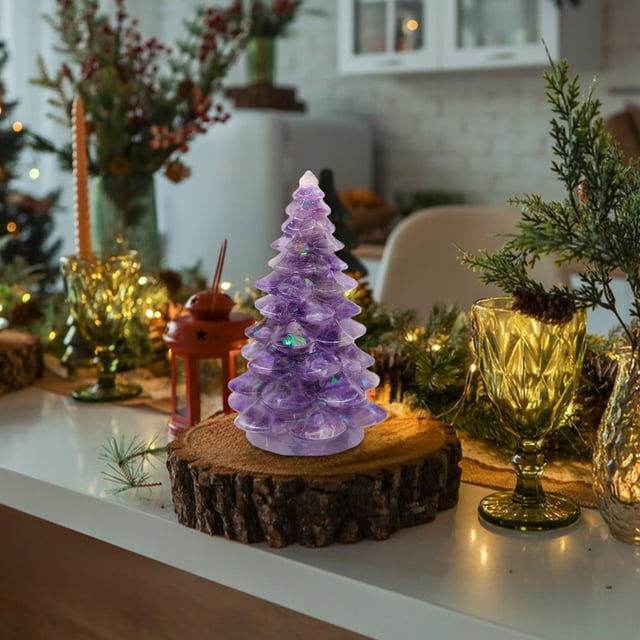 hengsof Holiday Christmas Tree Figurine Crystal Christmas Tree Decoration Xmas Ornament for Fireplace Tabletop Centerpiece Christmas Holiday Decoration Gift Decoration Ornaments