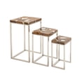 thumbnail image 2 of Benzara Superior Beauty Stainless Steel Teak Nest Table Set Of 3, 2 of 2