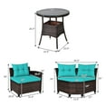 thumbnail image 2 of Patiojoy Ensemble de Conversation de Patio Extérieur 4 Pcs Canapé Sectionnel en Osier Rotin avec Coussins Turquoise, 2 of 8