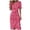 Hot Pink, variant on SRZYMJ Floral Vacation Dresses for Women: Trendy V-Neck Ruched Short/Long Sleeve Dress
