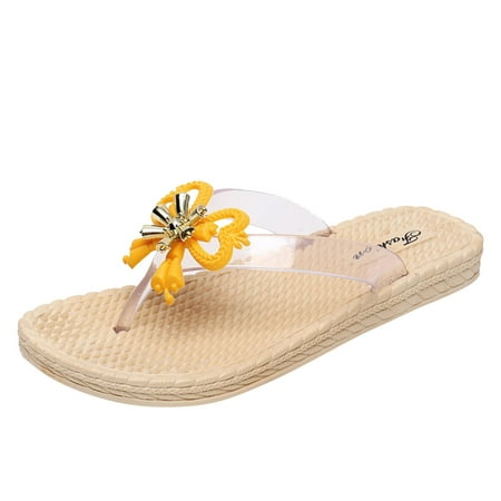 

GHSOHS Womens Sandals Comfort Shoes for Women Flip Flops Slippers Flip Flops for Women In Summer Casual Soft Soled Comfort Plastic Rubber Overshoes Bow Tie Slippers Office Shoes 37