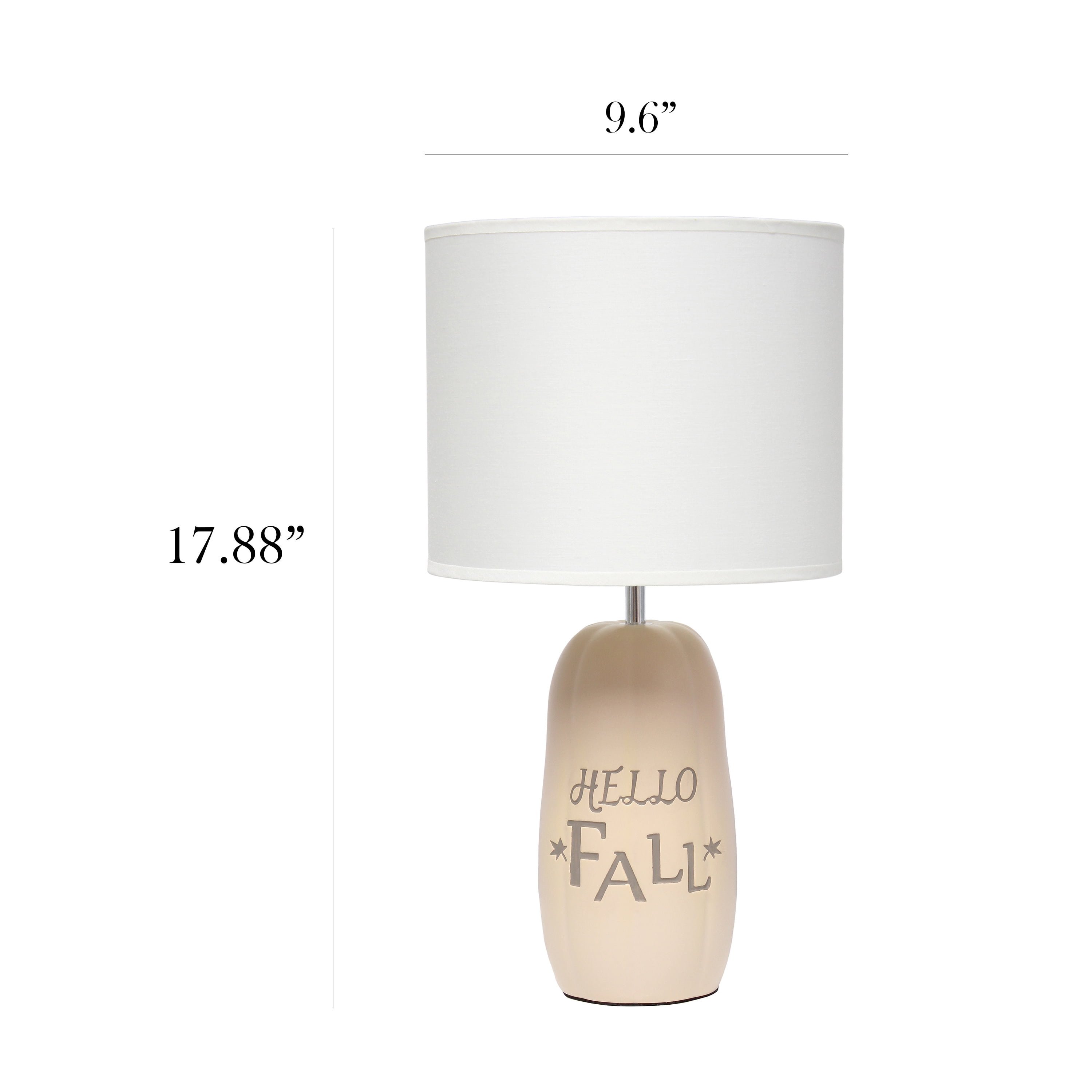 Simple Designs 17.88" Cozy Autumn "Hello Fall" Pumpkin-Shaped Table Lamp with White Drum Shade