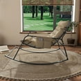 thumbnail image 4 of Comfortable Ergonomic Rocking Chair with Cushions and Storage  Ideal for Bedroom, Living Room, and Garden, Off White, 4 of 15