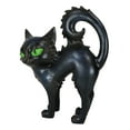 thumbnail image 2 of Witchcraft Mystical Curling Black Cat Green Eyes Standing Halloween Figurine, 2 of 8