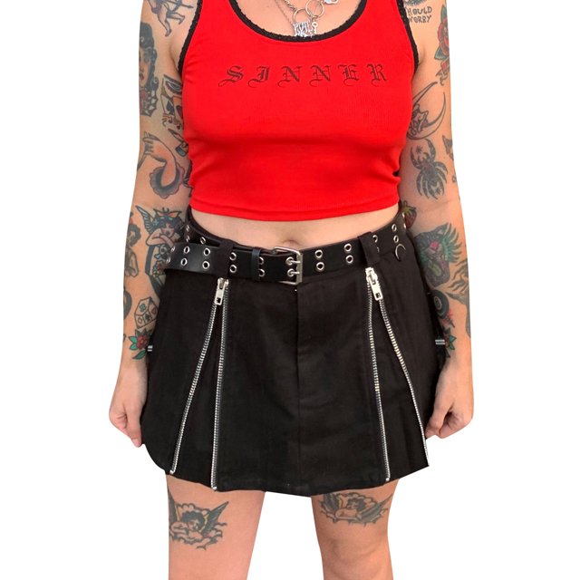 TRKIYQC, minifalda a la moda para mujer, Color sólido/a cuadros/estampado de leopardo/estampado de cebra, falda con cremallera, falda corta de verano TRKIYQC perder