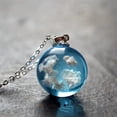 thumbnail image 1 of POINTERTECK Collier Pendentif Boule de Résine Lune Ciel Bleu Nuage Blanc Chaîne Collier Bijou, 1 of 6