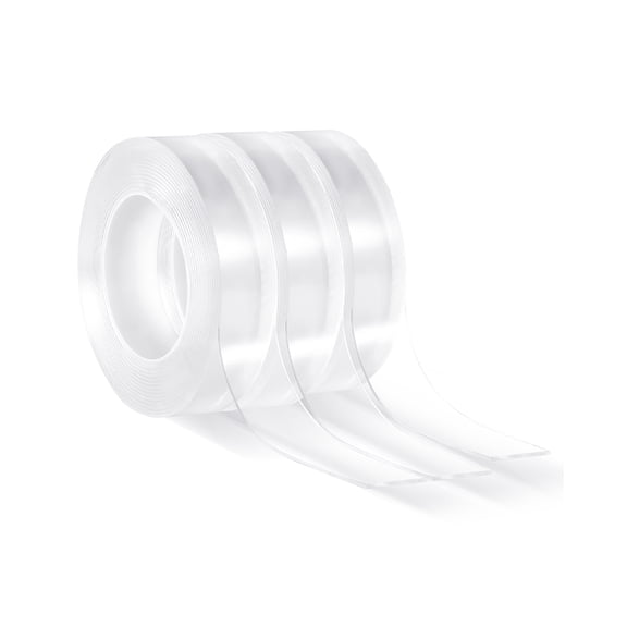 VEVOR Double Sided Tape Heavy Duty, 16 ft Nano Mounting Tape( 3 Pack), Strong Adhesive & Reusable, Clear Two Sided Wall Tape, Removable Poster Picture Hanging Strips for Home Office Car Outdoor Use