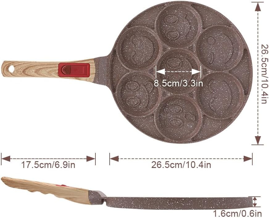 Pancake Copper Pans, Double Sided Cerami-Tech Copper Flip Pan, 7.5