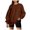 Brown, variant on Sweatshirt Women Fall Relaxed Fit Crewneck Long-sleeved Bell Drop Shoulder with Pocket Plain Leisure Cotton Pullovers(Light Gray,XXL)