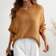 thumbnail image 3 of Ronda Masajeadores de cuello lado split suéter moda suelta manga larga Jumper Top para otoño invierno amarillo S, 3 of 8