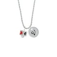 thumbnail image 2 of Delight Jewelry Silvertone Card Suits Square Spinner Silvertone Script Initial Disc - V - Charm Necklace, 20"+3", 2 of 4
