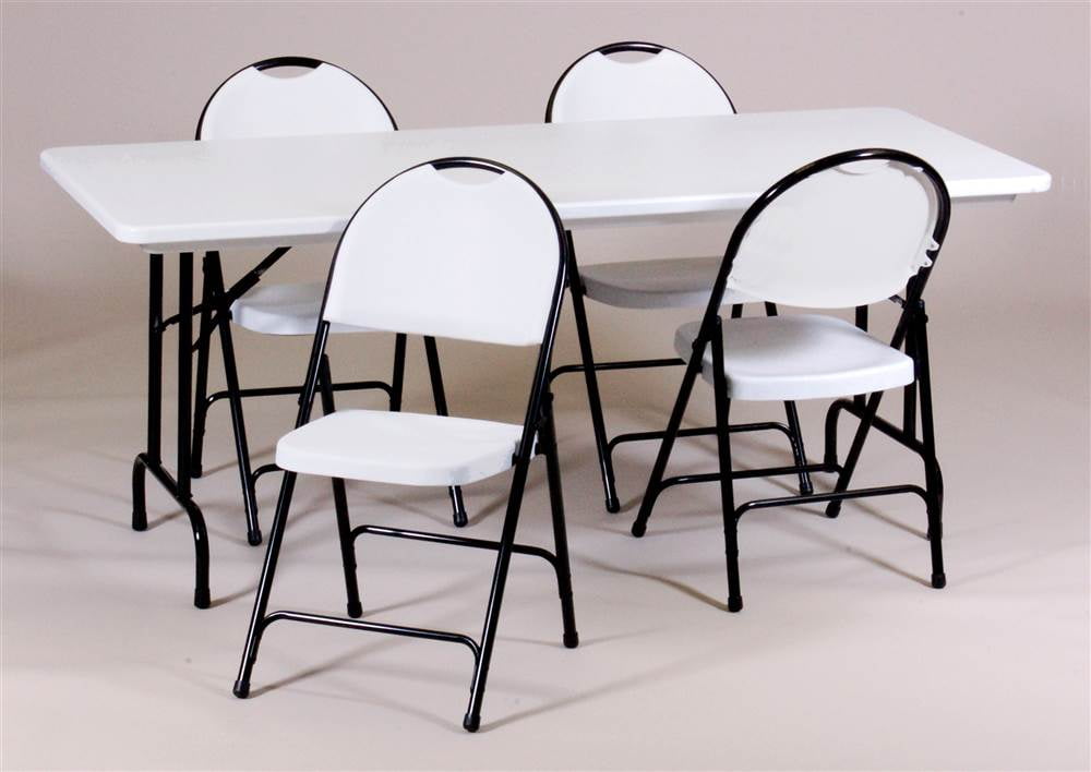 Fixed Height Folding Table W Chairs R Series Plastic 24 In X 48 In Injection Molded Gray Granite