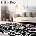 thumbnail image 2 of ODIKA 5'x7' Machine Washable Non-Slip Area Rug, Macabre Skull Artistry Decorative Mystic Bone Dance Halloween Motif High Traffic Rug with Pad, Black, 577970, 2 of 8
