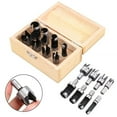 thumbnail image 1 of 8 Pcs Wood Plug Hole Cutter Set Dowel Maker Tool Shank Drill Bits In Wooden Case, 1 of 8