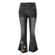 thumbnail image 5 of Pantalones Vaqueros Para Mujer Con Estampado de Girasol, Bolsillos de Mezclilla, Empalme, Informal, Con Cremallera, Con Flecos, Pantalones Vaqueros Odeerbi ODB-4, 5 of 5
