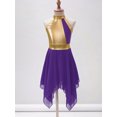 thumbnail image 2 of renvena Kids Girls Halter Metallic Praise Overlay Dress Chiffon Patchwork Lyrical Dance A Dark Purple 12, 2 of 7