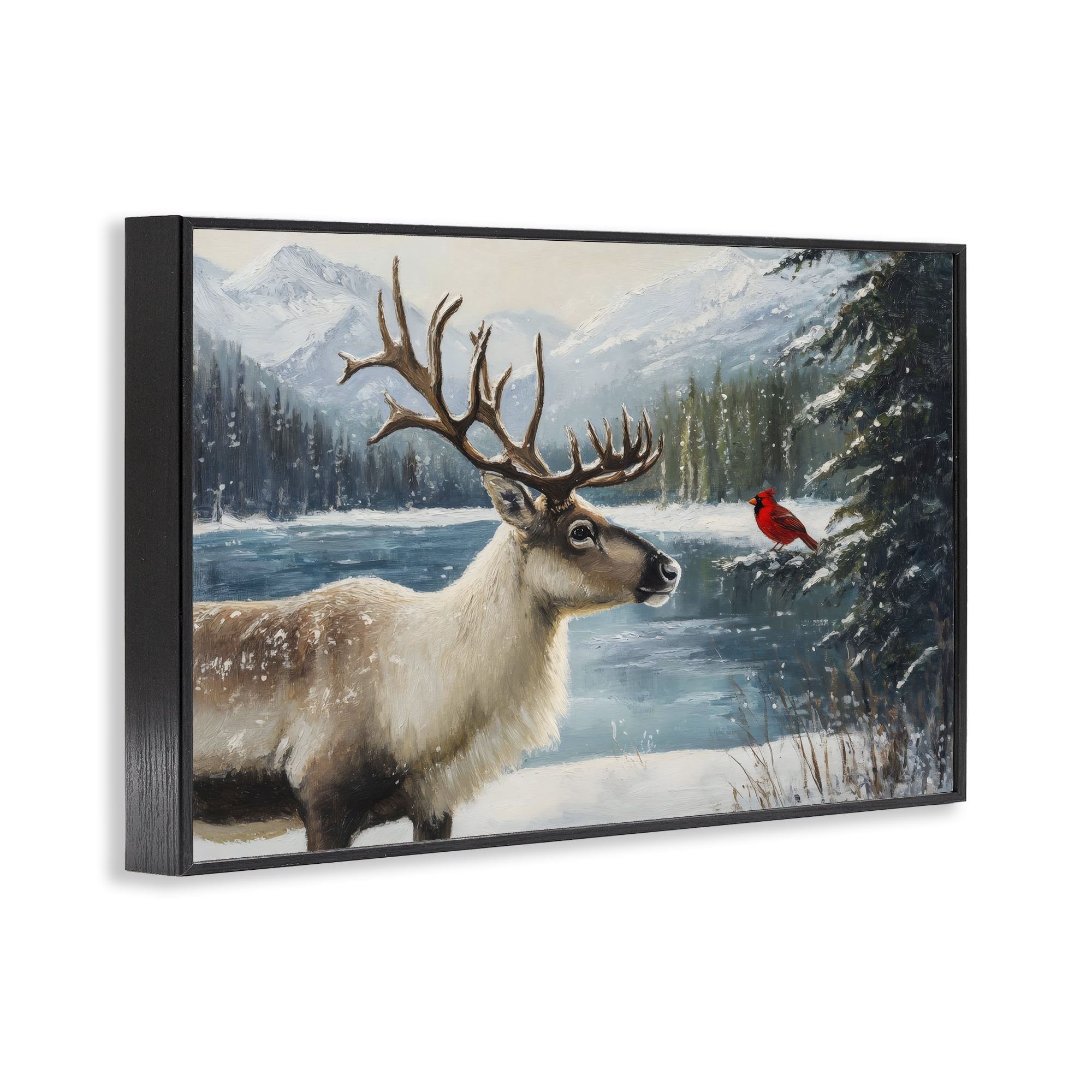 Christmas Conversation In Wild Black Framed Giclee Art, design by Petal Prints Design
