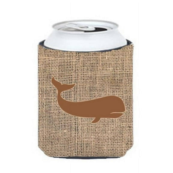 Whale Burlap And Brown Can Or Bottle Hugger