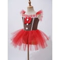 thumbnail image 5 of Yartina Christmas Girls Gingerbread Man Costume Bowknot Striped Leotard Tutu Dress for Kids Dress Up Red 6, 5 of 7