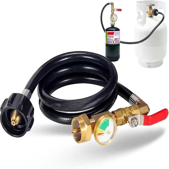 36 Inch Propane Gas Tank Adapter Connector, 2026 Upgrade 350PSI High with Pressure Gauge & Valve, Outdoor Camping Kitchenware for Tailgating, RV, and Home Use