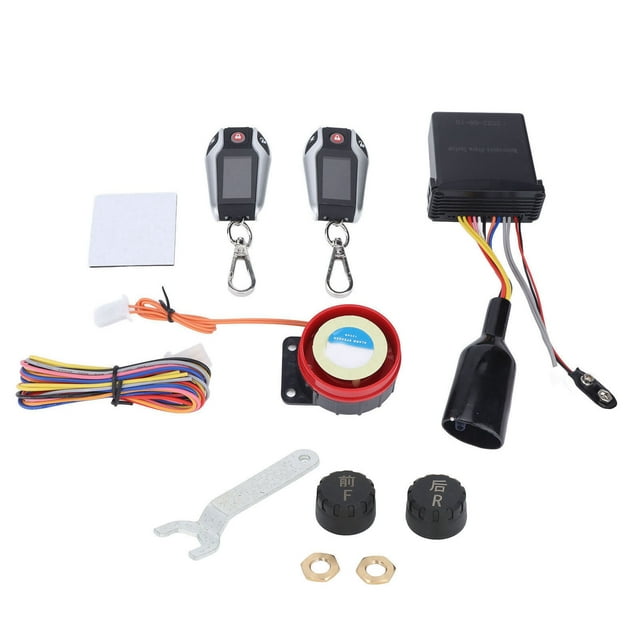 Sistema de alarma para motocicleta PKE con pantalla LCD, dispositivo antirrobo multifunción para vehículos todoterreno ATV, carcasa blanca con sensor de presión de neumáticos.