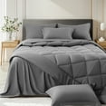 thumbnail image 6 of Sonoro Kate 5 Pieces Twin Comforter Set, Bed in a Bag for All Seasons, Soft Bedding Set with Comforter, 1 Flat Sheet, 1 Fitted Sheet, 1 Pillowcases, 1 Pillow Shams, Dark Gray, 6 of 7
