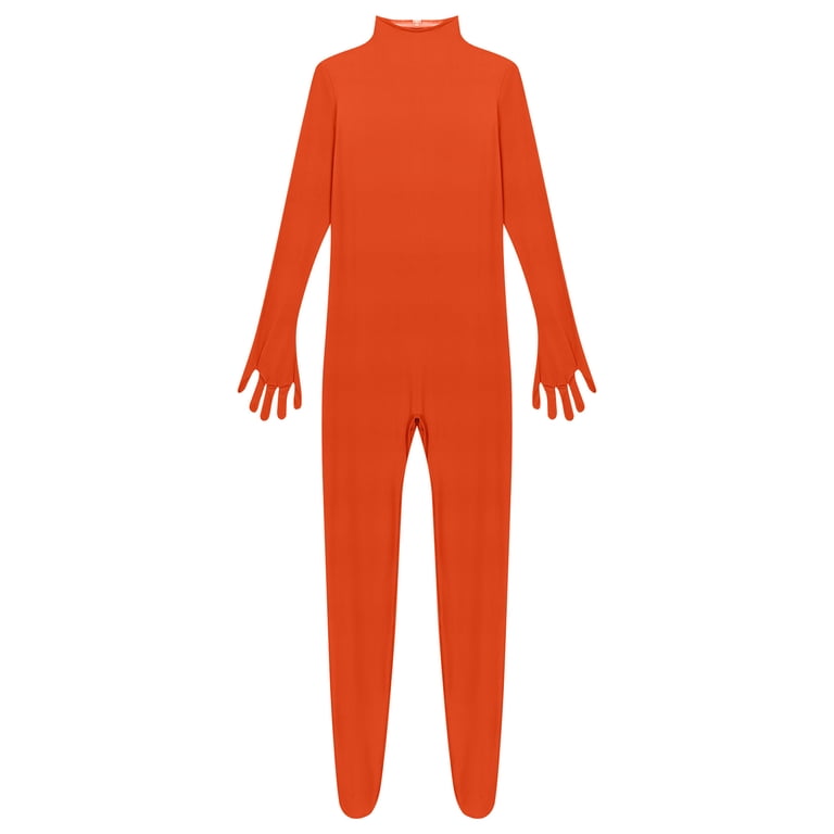 オレンジ ハイネック ボディスーツ YONGHS Mens Spandex Open Face Zentai Suit Costume Back Zipper