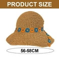 thumbnail image 2 of Sombrero de paja con circunferencia de 56-58cm, sombrero de playa de verano para mujer, protector solar plegable con flores, sombrero para sol en la playa de ala grande, 2 of 6
