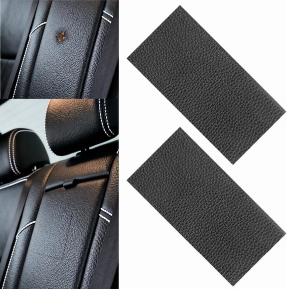 Artrylin 2-Pack Leather Repair Patch Kit, 8 x4 inch Self-Adhesive Vinyl & Leather Repair Tape with Litchi Pattern, for Furniture, Couch, Car Seats, Office Chair, Quick Fix, Black