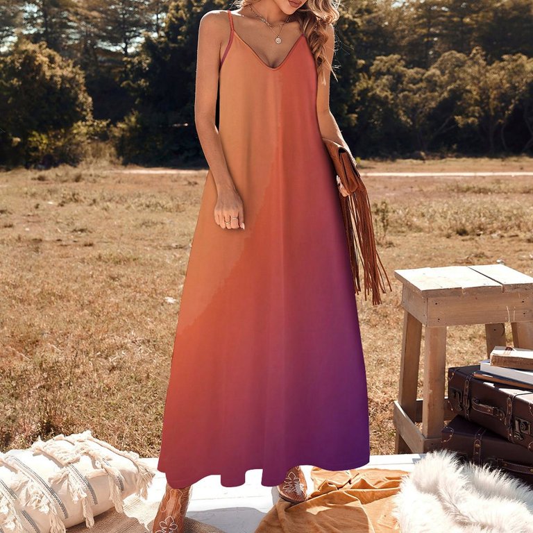 orange gradient dress Women's Short Dress in Orange Gradient with Halter Neck and Asymmetric Marlovale