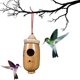 thumbnail image 1 of Casa para colibríes, nueva casa de madera para colibríes para reyezuelo, golondrina, gorrión, colibrí, pinzón, casa para pájaros para jardín, decoración del hogar al aire libre Rojo Verde, 1 of 5