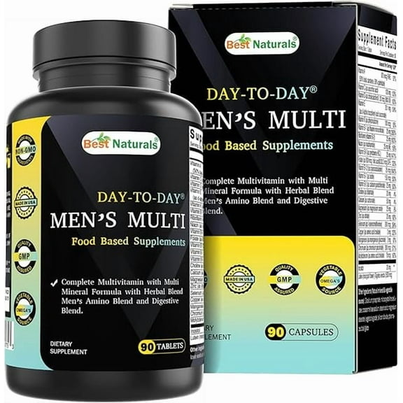 Best Naturals Day-to-Day Men's Multivitamin Food Based Supplement with Vitamin A, L-Arginine, L-Glutamine, L-Lysine- 90 Tablets